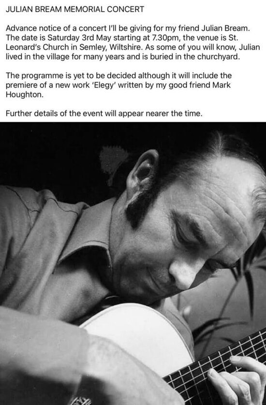 Julian bream memorial concert notice