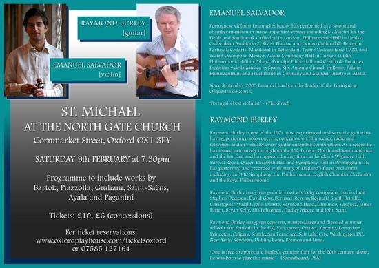 Emanuel Salvador violin and Raymond Burley 9th Feb